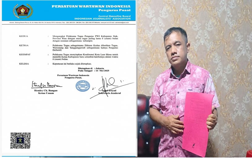 Rapat Pleno PWI Pusat, Soleman Sihotang Diangkat sebagai Ketua PLT PWI Kabupaten Siak