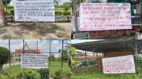 spanduk protes mahasiswa Spanduk Protes Mahasiswa Warnai Pelantikan Pj Penghulu di Rokan Hilir