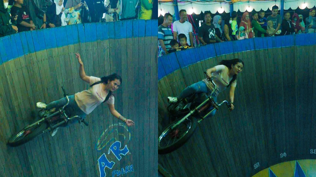 Tessa, sosok perempuan cantik dan pemberani asal Basrah, Kecamatan Kuantan Hilir yang menjadi joki roda roda gila