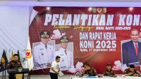 Acara pelantikan sekaligus rapat kerja KONI 2025 itu digelar di Pendopo Rumah dinas Bupati Kuansing di Teluk Kuantan, Rabu (17/9/2025).