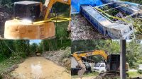 Alat berat merk Sanny yang diduga milik aho yang ditemukan APH saat melakukan aktivitas tambang emas ilegal 749699